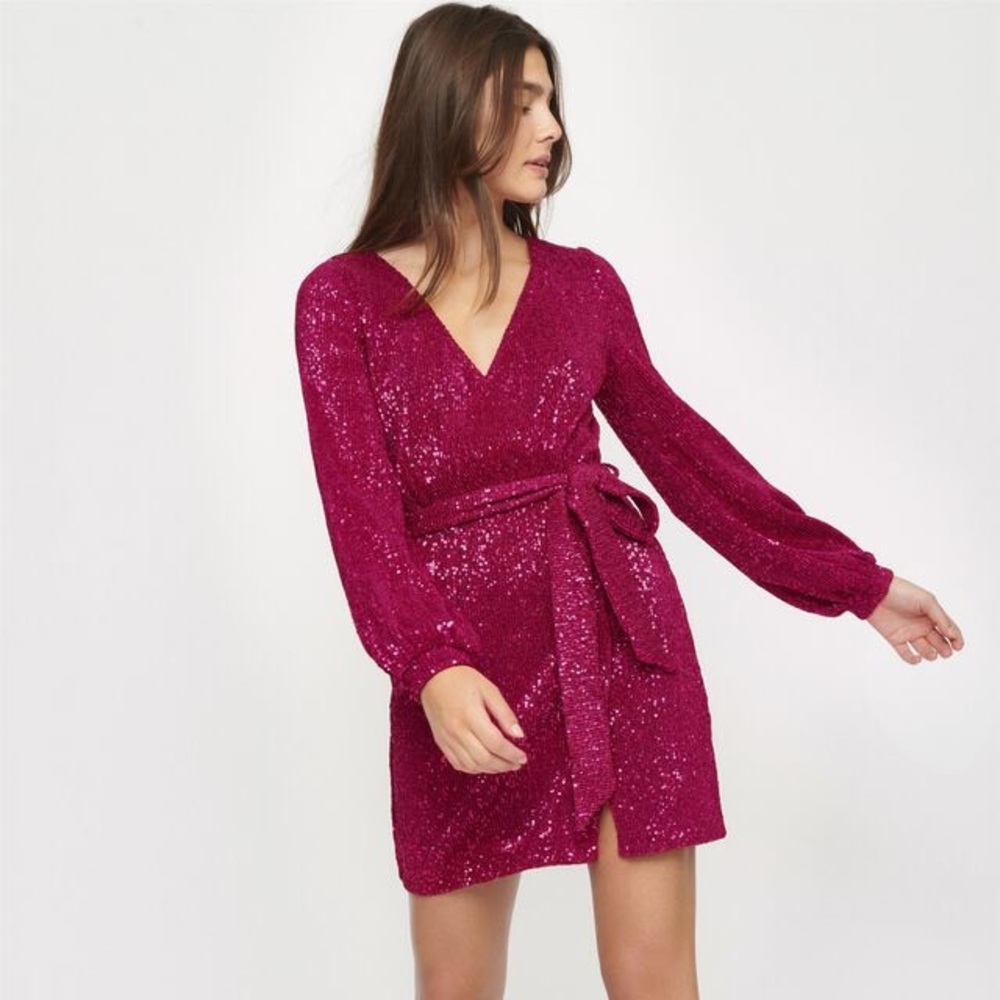 The Ruby Sequin Wrap Dress - Large